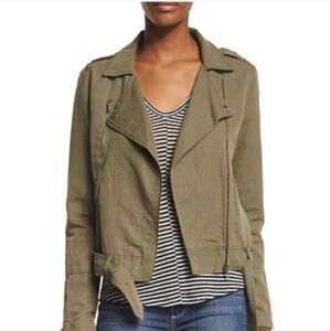 Paige Olive Green Cotton Moto Jacket